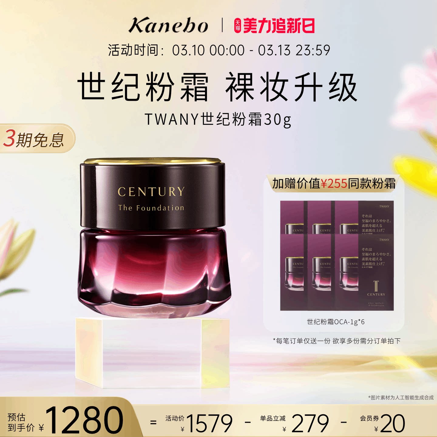 Kanebo嘉娜宝粉霜TWANY世纪粉底霜养肤遮瑕旗舰店30g