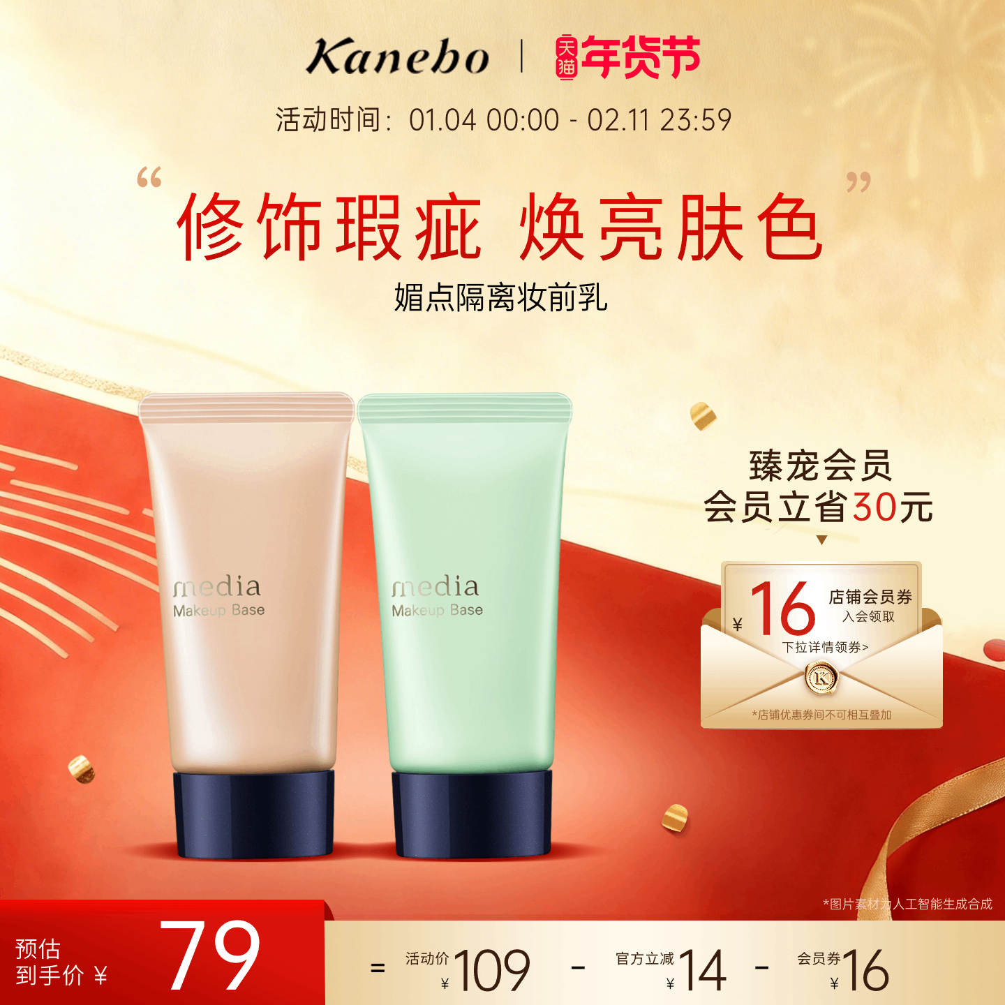 【新年礼物】Kanebo嘉娜宝媚点隔离妆前乳橘色/绿色打底遮瑕妆前,彩妆/香水/美妆工具,隔离/妆前/素颜霜,淘宝优惠券,粉丝福利购,淘宝优惠卷