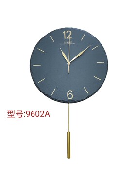 天然页岩石挂钟静音挂表纯铜摇摆现代简约客厅创意时尚轻奢风墙钟