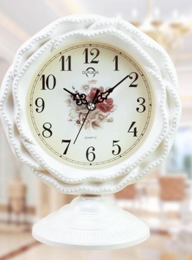 欧瑞达白色台式座钟现代欧式风静音客厅卧室表学生书桌钟个性装饰