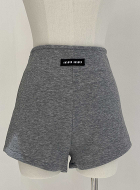 灰色休闲运动短裤女夏季辣妹高腰热裤小个子显瘦直筒阔腿裤打底裤