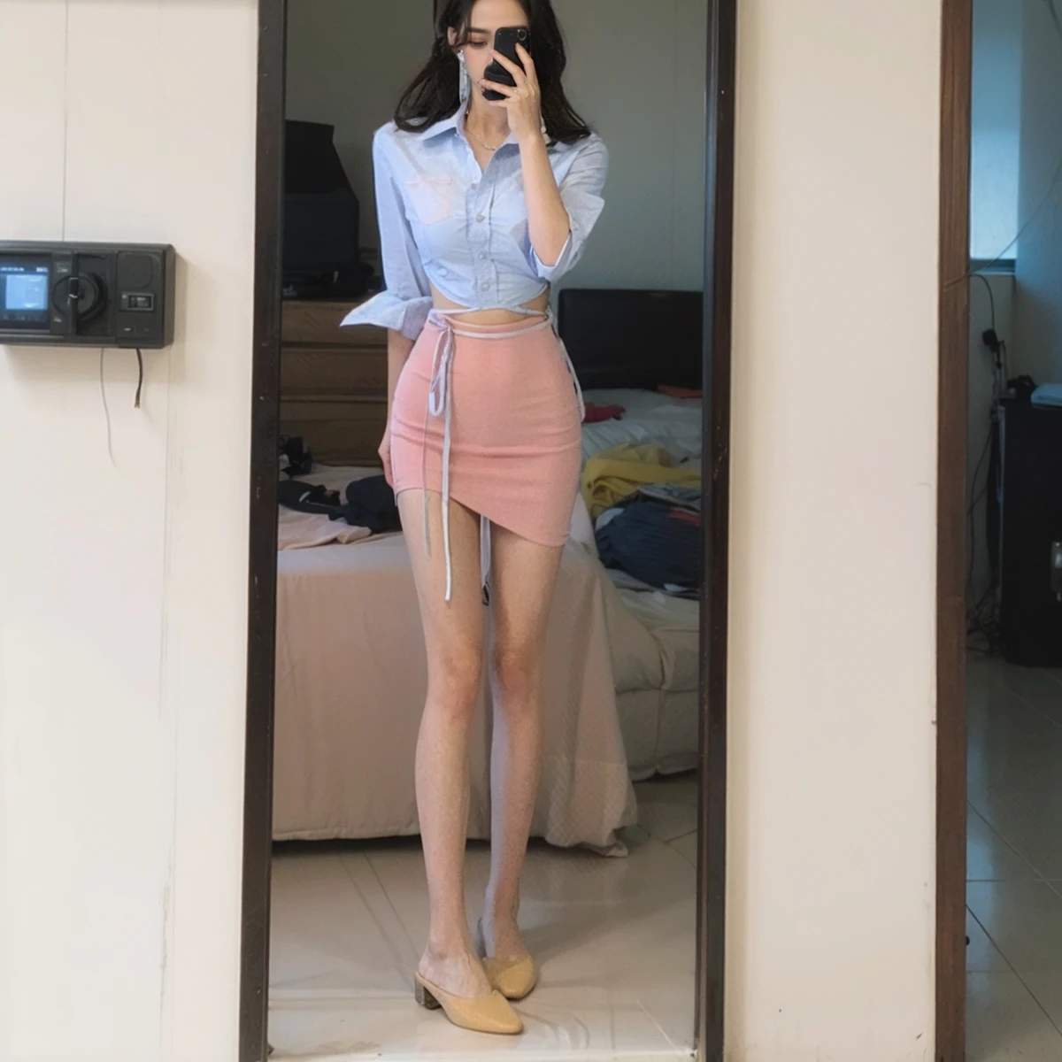 图图小有名气纯色修身显瘦高腰粉色包臀半身裙女不规则显腿长半裙,女装/女士精品,半身裙,淘宝优惠券,粉丝福利购,淘宝优惠卷