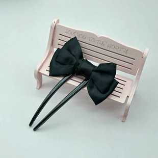 新中式布艺蝴蝶结U型发钗日常旗袍汉服盘发簪子盘发插发饰头饰品