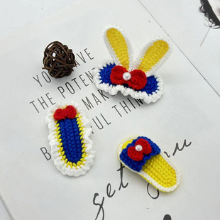 手工钩织白雪公主发夹蝴蝶结毛线针织BB夹发饰头饰品边夹刘海夹子