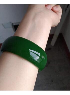 2026【小额】新疆A货和田玉碧玉手镯 女款菠菜绿加宽加厚玉镯真玉