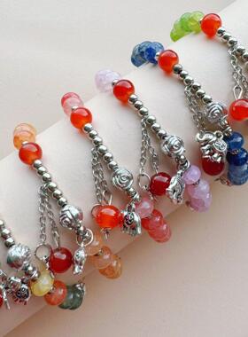 2026新中式琉璃复古小众手串设计算盘珠百搭少女闺蜜吊坠手链手饰