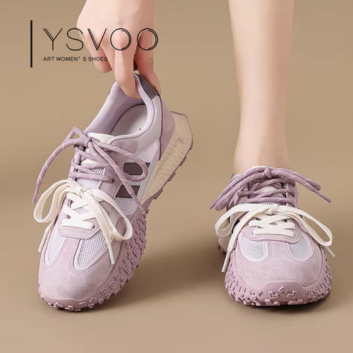 YSVOO【紫霞仙子】女鞋2026新款春夏季轻便德训鞋网面透气休闲鞋