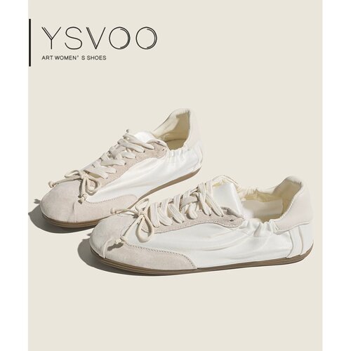 YSVOO2026秋季新款真皮蝴蝶结芭蕾德训鞋女百搭休闲平底阿甘鞋