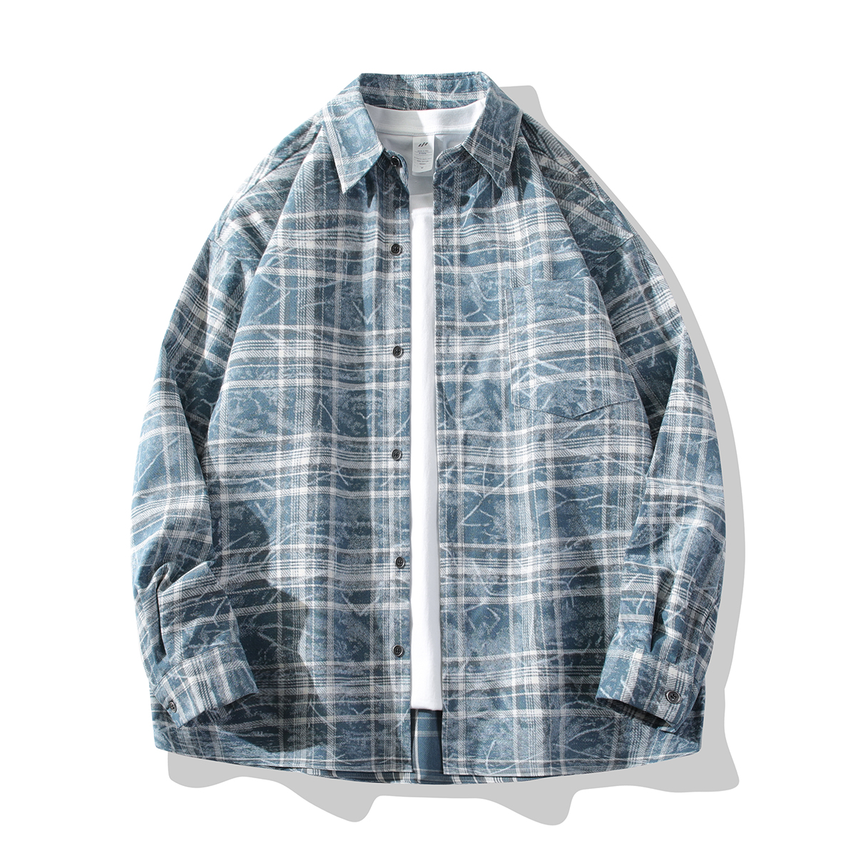 劳伦鲨尖领长袖复古休闲衬衫