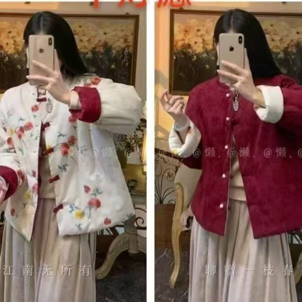 双两面穿外套冬装盘扣小棉袄