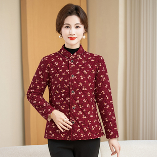 妈妈秋冬棉袄长袖 外套加绒保暖干活外穿棉衣中老年女士驼绒小棉衣