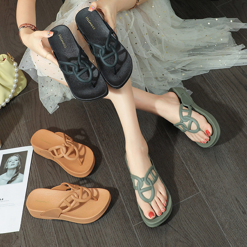 坡跟人字拖女外穿拖鞋洗澡防滑凉拖鞋小香风海边沙滩鞋夏季厚底,女鞋,人字拖,淘宝优惠券,粉丝福利购,淘宝优惠卷