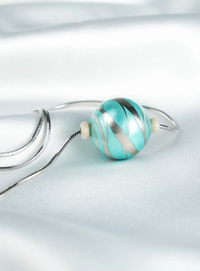 轻奢小众银沧浪青 圆珠项链女锁骨链 高级感日常与通勤百搭饰品