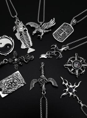 欧美复古风老鹰男高街项链毛衣链