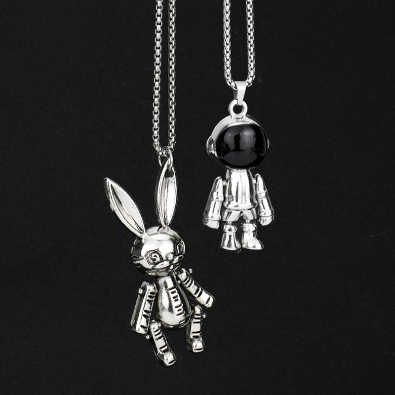太空人兔子项链嘻哈朋克吊坠长款