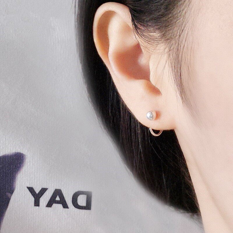 s999纯银耳环女小众设计感韩潮人气质个性百搭圆圈圈耳钩简约耳圈