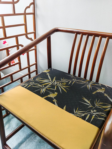 新中式椅垫实木圈椅海绵座垫防滑茶椅垫定制夏季冰丝红木沙发坐垫