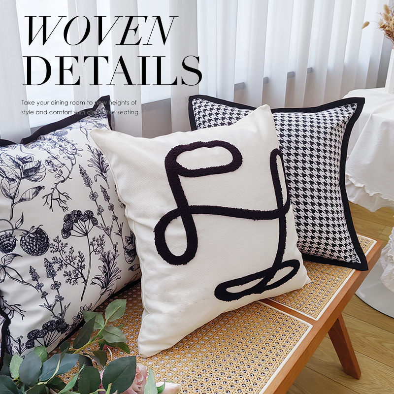 法式沙发抱枕简约黑白氛围感靠垫