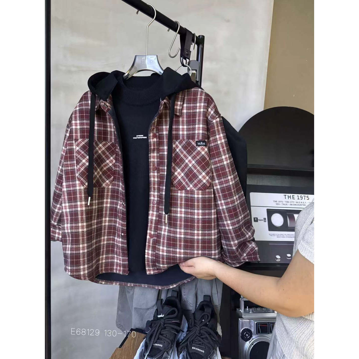 EVERY 68129 格子一体绒衬衫外套