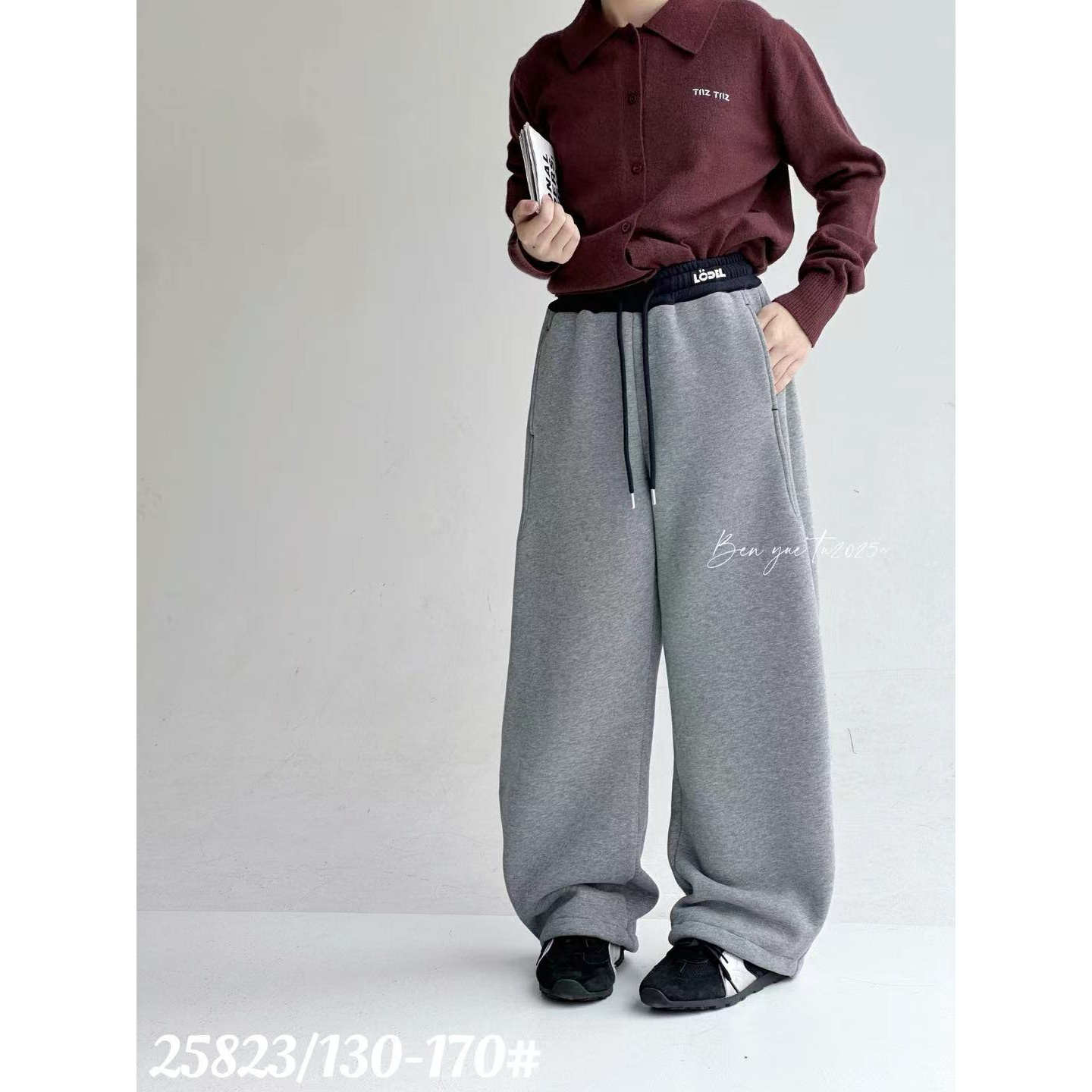 奔家 25823 一体绒运动弯刀裤