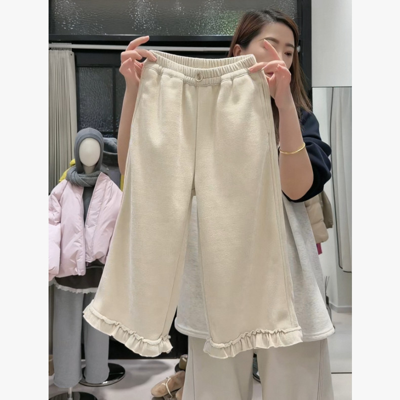 FAZ 6616 木耳边一体绒直筒裤,童装/婴儿装/亲子装,亲子装/亲子时装,淘宝优惠券,粉丝福利购,淘宝优惠卷