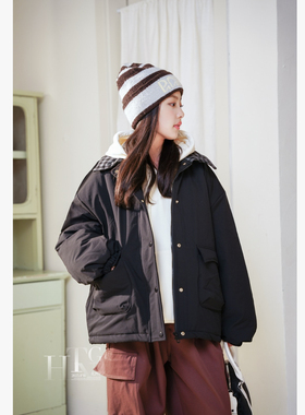 HT 25323 格子领棉外套