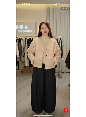 KK 93610 圆领麂皮毛绒外套