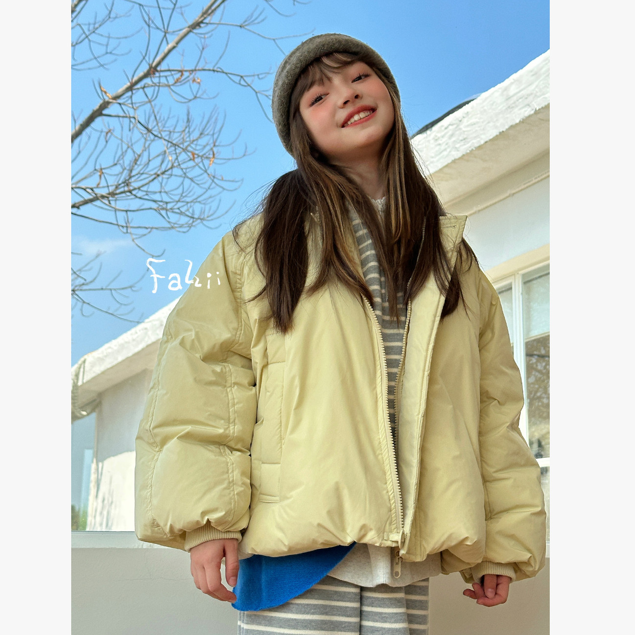 FAZ 3305 圆领花苞棒球羽绒服