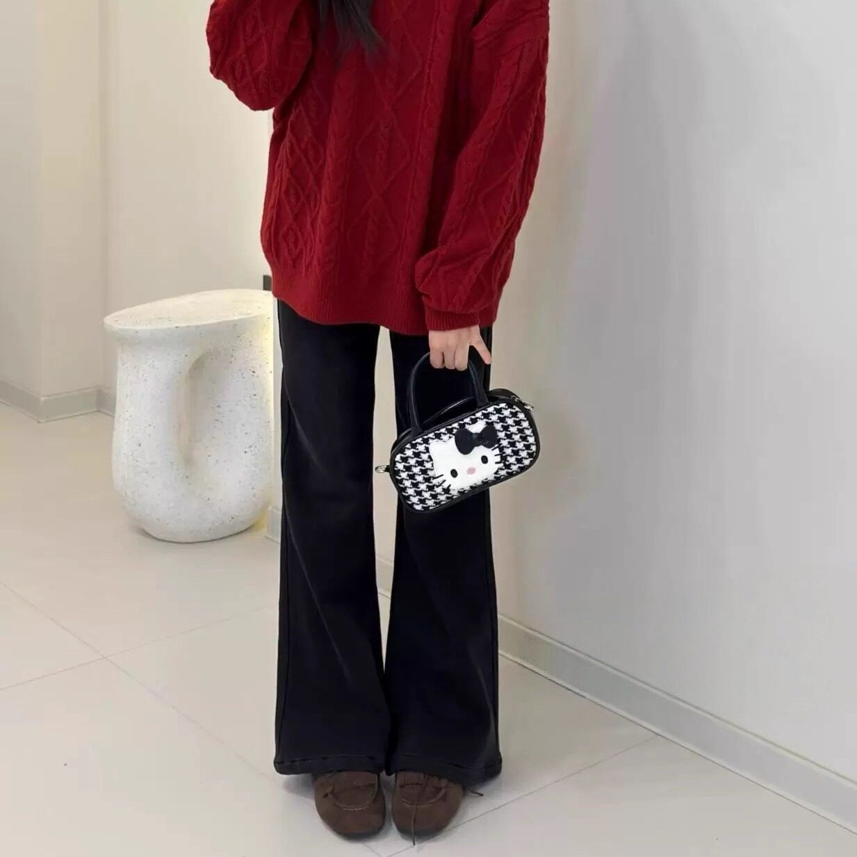 YL 880377 刺绣小花一体绒微喇牛仔裤