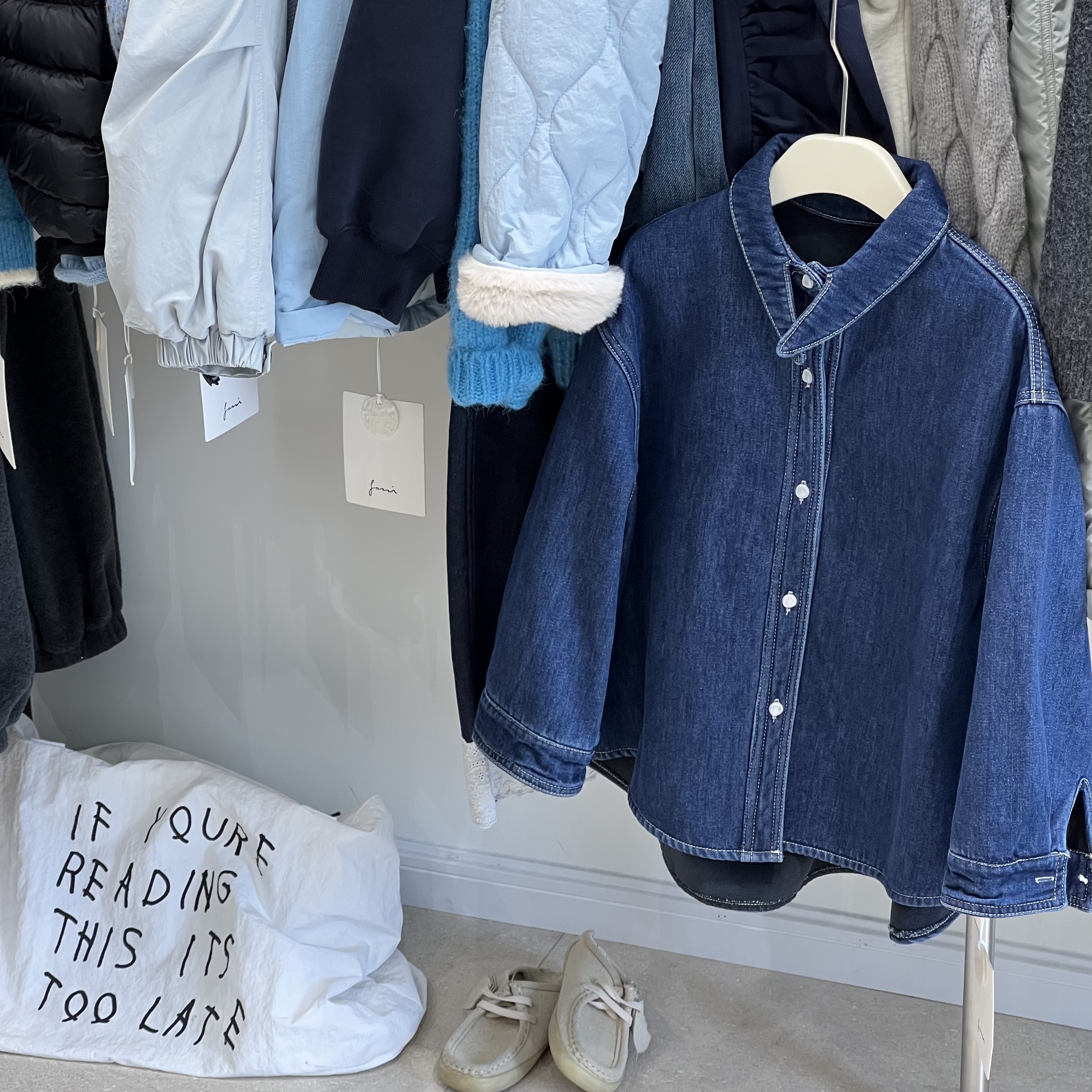 FAZ 6553 尖领一体绒牛仔衬衫