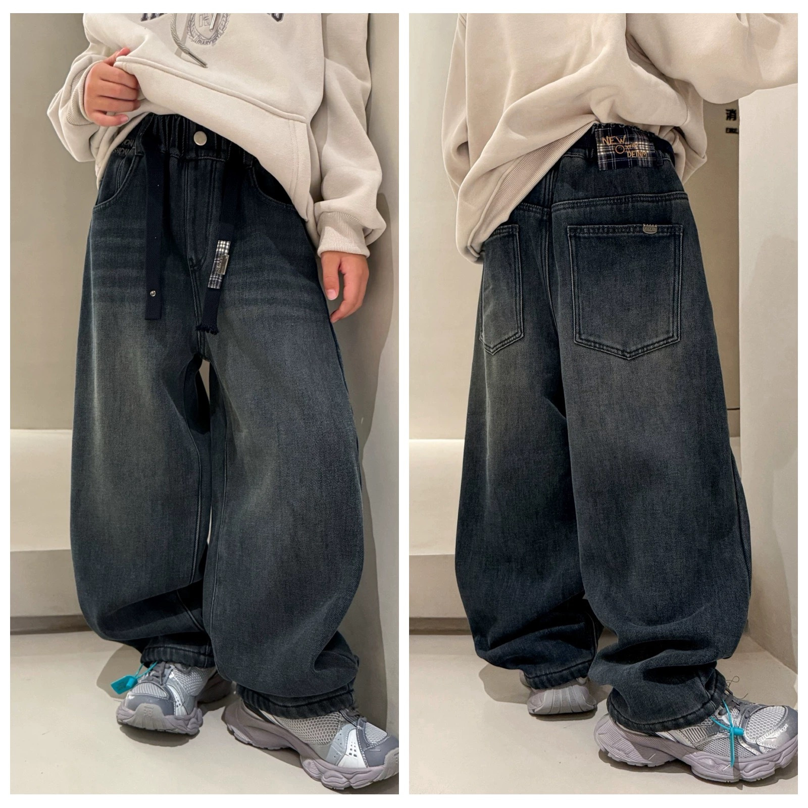 YL 880369 一体绒牛仔老爹裤