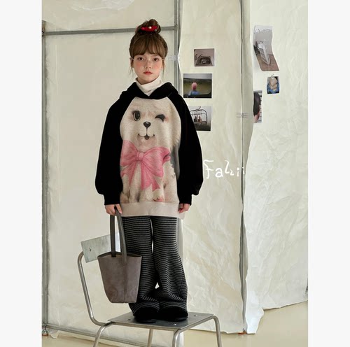 FAZ 6630 数码小猫一体绒插肩袖卫衣