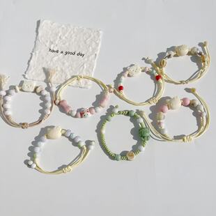 景德镇陶瓷手链可爱KT卡通新中式简约饰品学生情侣礼物陶瓷手串