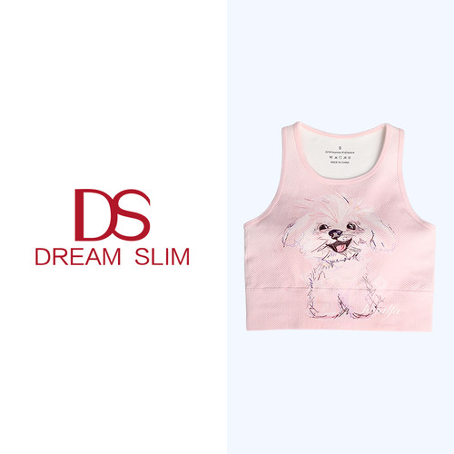 【潦草小狗】高尔夫弹力舒适背心女健身运动瑜伽服卡通美背一体杯