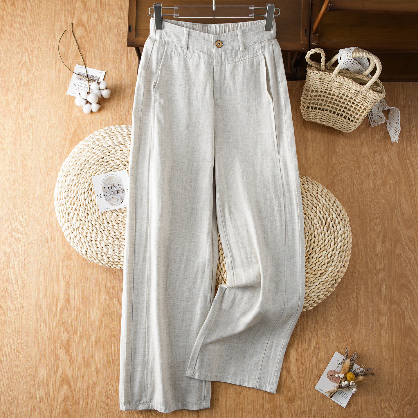 麻本色天丝棉麻阔腿裤女2026夏季新款垂感亚麻休闲裤子薄款山本裤
