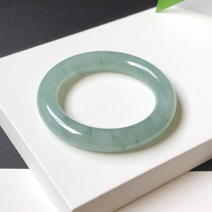 54圈5S7602胖圆条 大艺珠宝冰种飘绿花缅甸天然A货翡翠手镯玉镯子