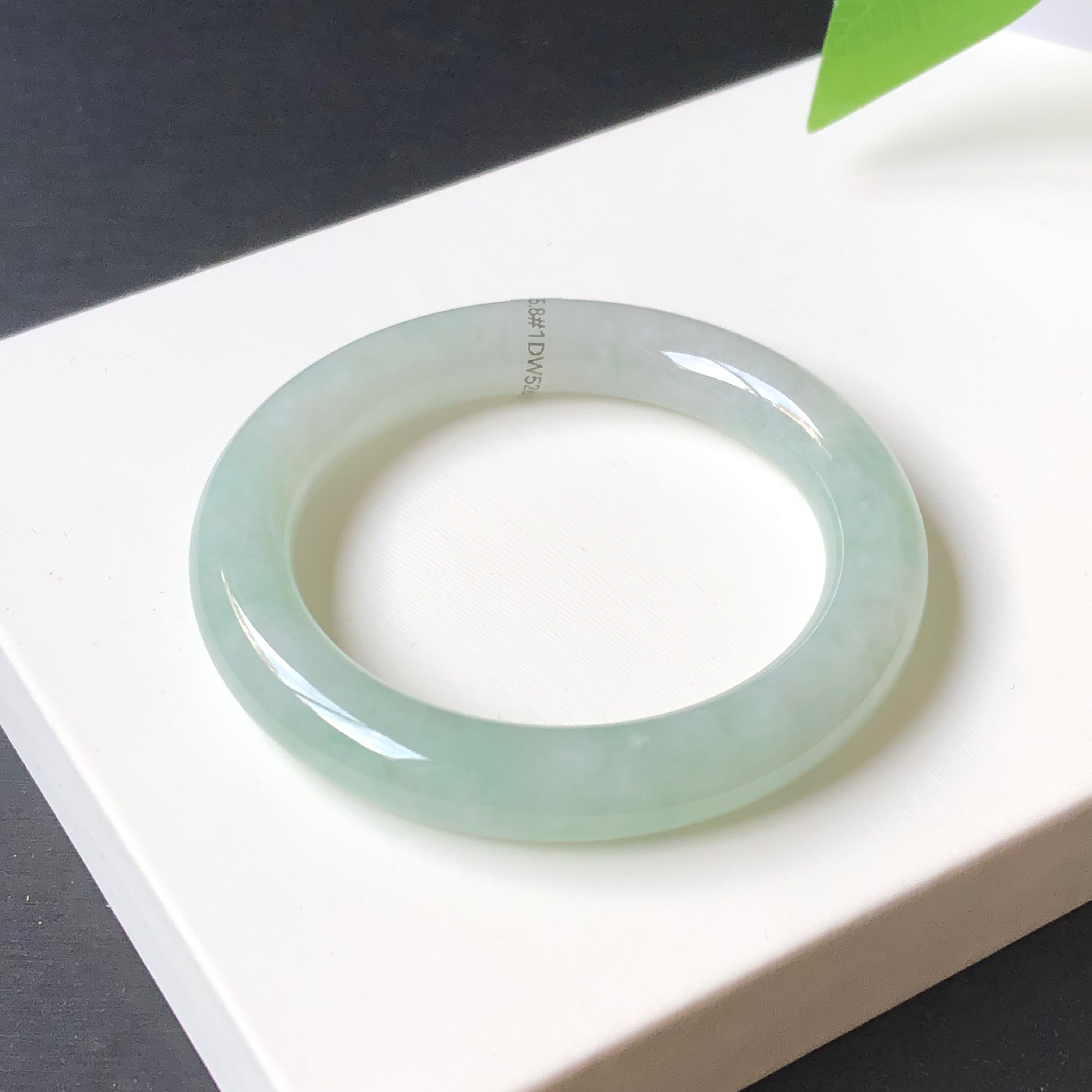 55圈1DW526256圆条 大艺珠宝冰糯种晴水绿缅甸天然A货翡翠玉手镯