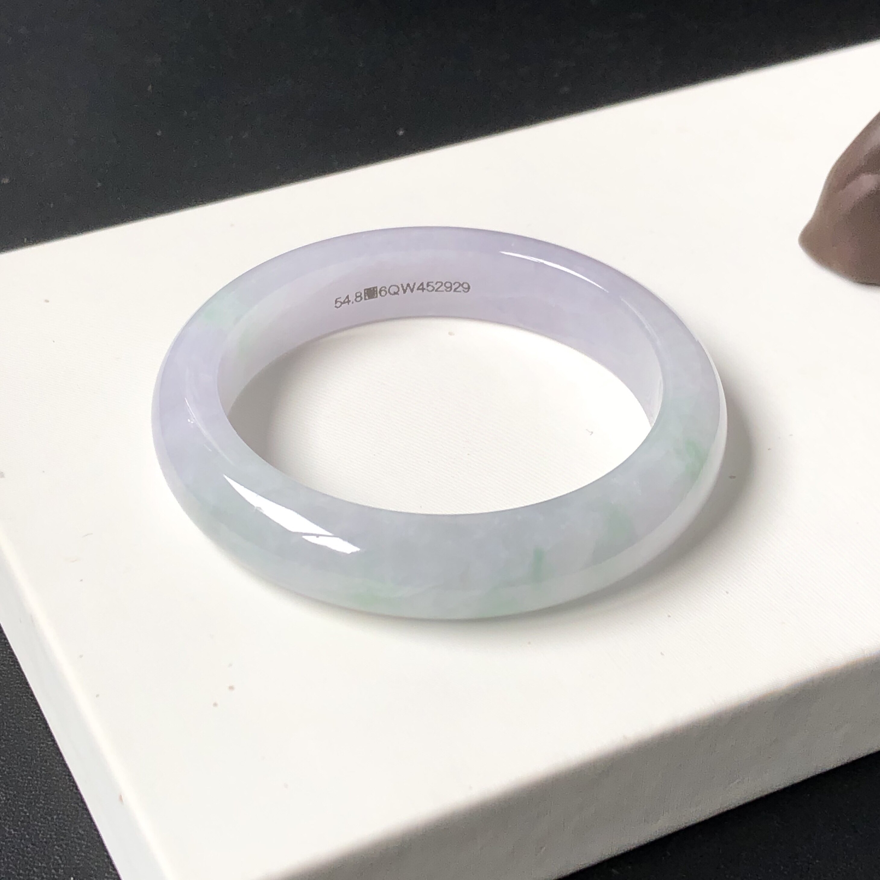 54圈6QW452929平安镯 大艺珠宝冰飘阳绿花缅甸天然翡翠A货玉手镯