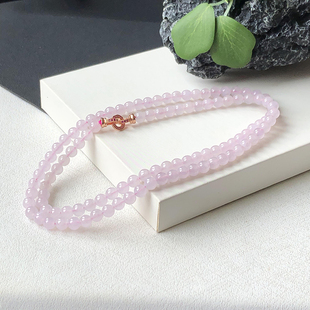 6mm108颗冰紫小米珠391大艺珠宝天然A货翡翠缅甸玉石珠子圆珠项链