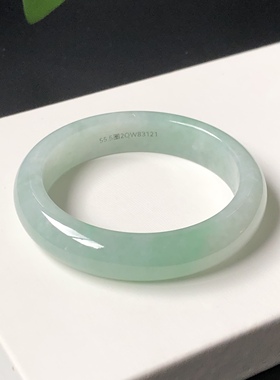 54圈2QW83121平安镯 大艺珠宝老坑冰阳绿飘绿天然缅甸翡翠A货手镯