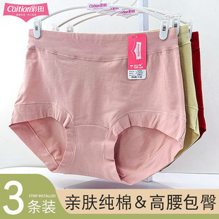 新款彩田内裤女1A305全棉纯棉抗菌高腰无痕透气1A306收腹大码短裤