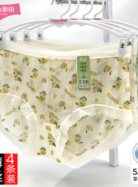 彩田内裤女士32225中腰春夏新款超薄茶多酚冰丝印花透明速干32226