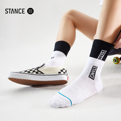 stance双罗口拼接撞色专业中筒袜