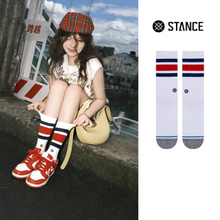 STANCE经典 舒适透气袜子 条纹556白色BOYD中筒袜休闲袜男女春季
