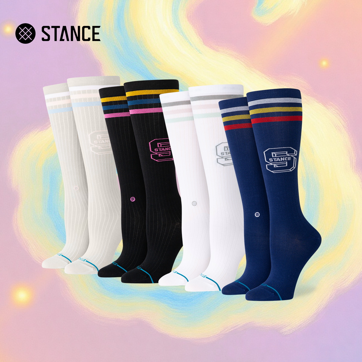 STANCE彩色条纹时尚高筒袜