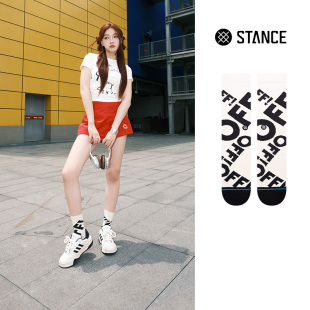 STANCE 556黑白百搭休闲袜男女中筒袜春秋透气舒适 乐队OFF联名款