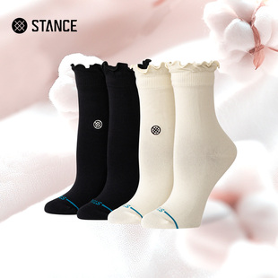 STANCE花边环保女袜芭蕾风中筒袜女袜纯色棉袜秋冬保暖袜简约时尚