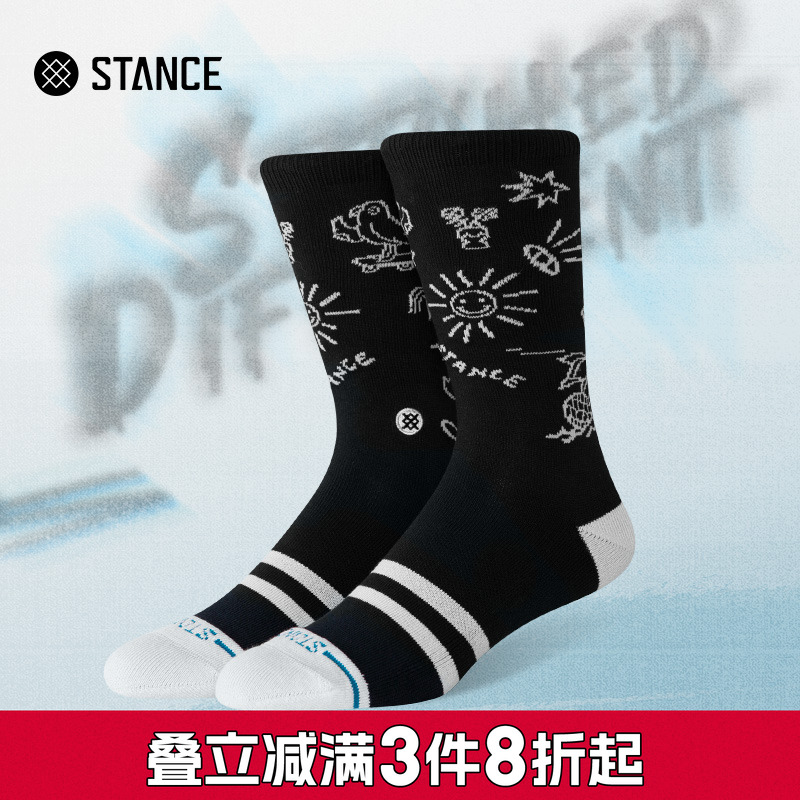 STANCE 趣味涂鸦休闲袜555中筒袜子男女时尚秋冬舒适个性
