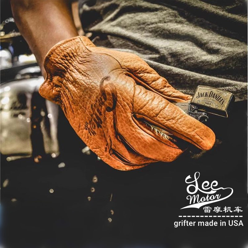 北美野牛皮美式重机风做旧手套