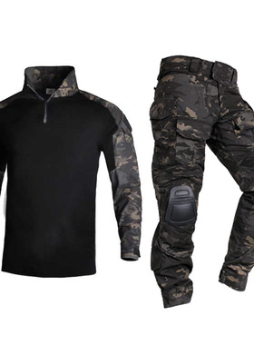 户外长短袖CP迷彩服套装男战术青蛙服CS野战教官工作衣服春秋季女